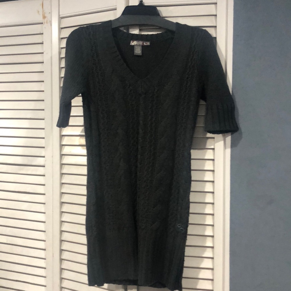 Dark gray knit sweater dress